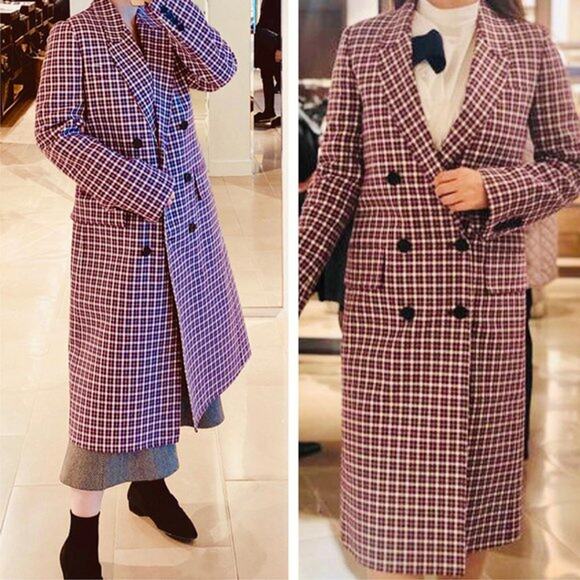 $3,490 BURBERRY NWT Authentic Purple Plaid Stripe Jacket Trench Coat – Size 10 - Picture 8 of 16